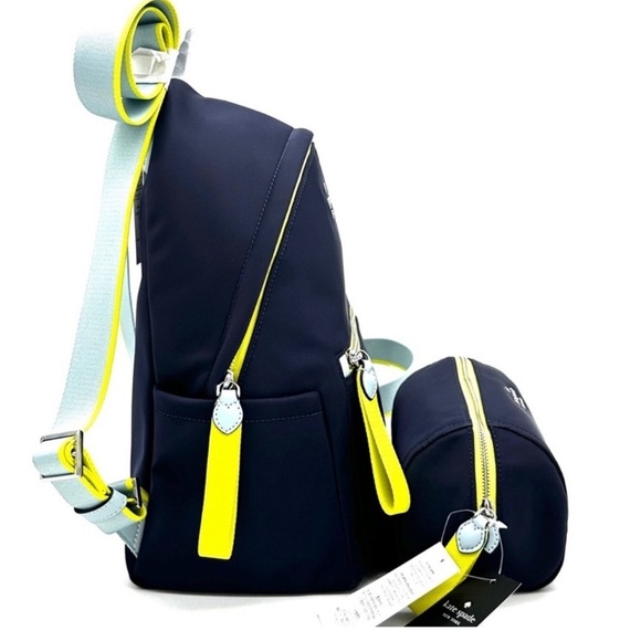 NWT ♠️ 2 bundle Kate Spade Medium Nylon Chelsea Backpack Blue + Matching Bag - Picture 7 of 7
